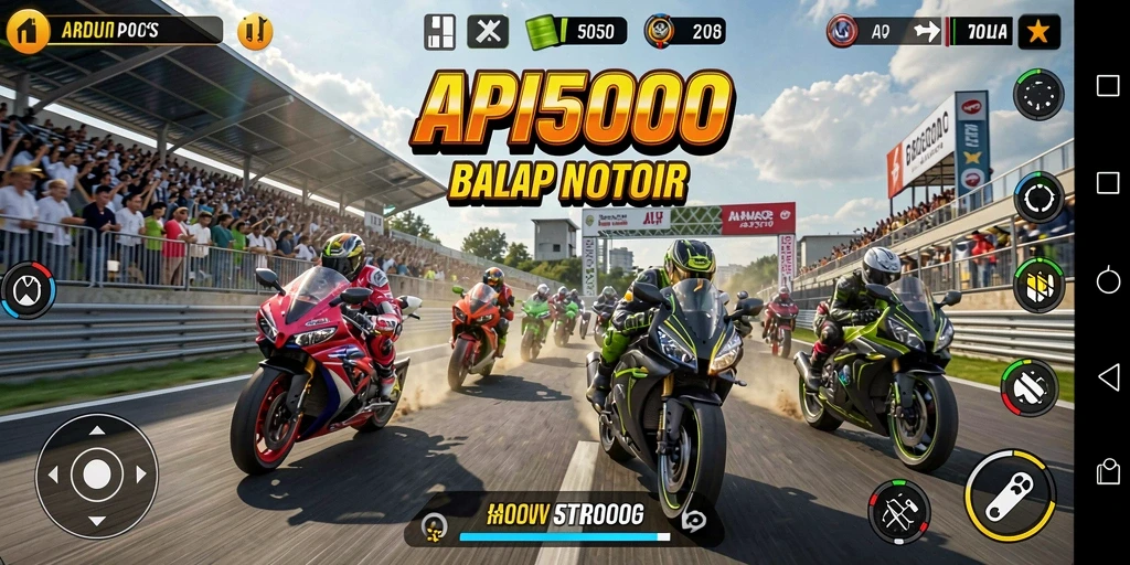 Tampilan gameplay seru dari API5000 saat balapan motor.