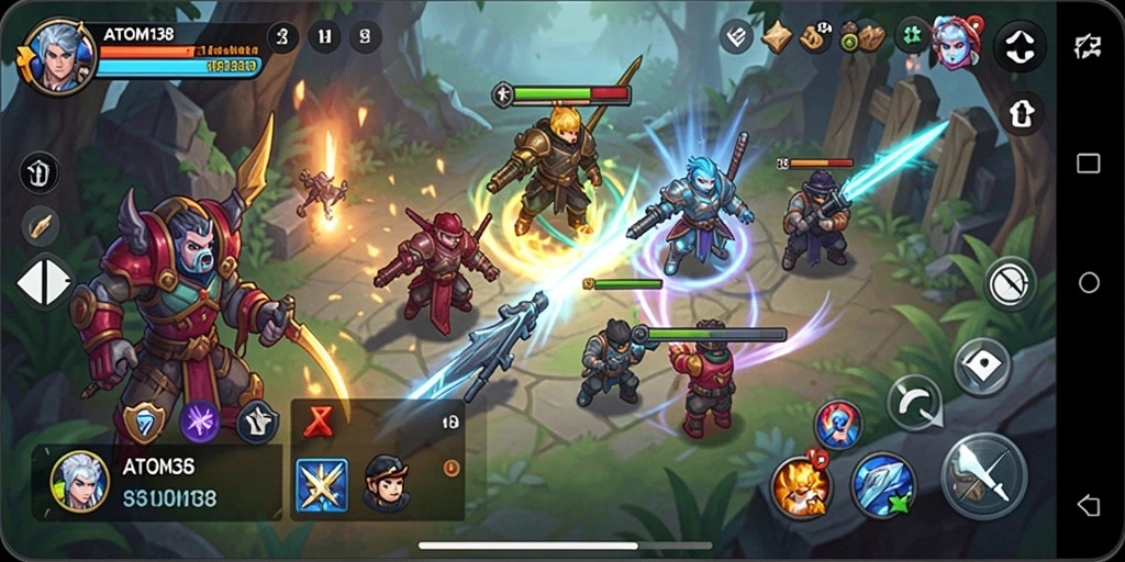 Tampilan gameplay strategi yang mendebarkan dari ATOM138.