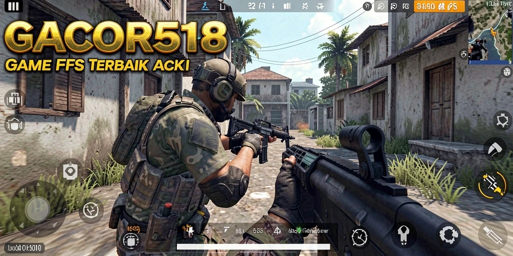 Tangkapan layar menunjukkan aksi intens dalam gameplay FPS GACOR518.