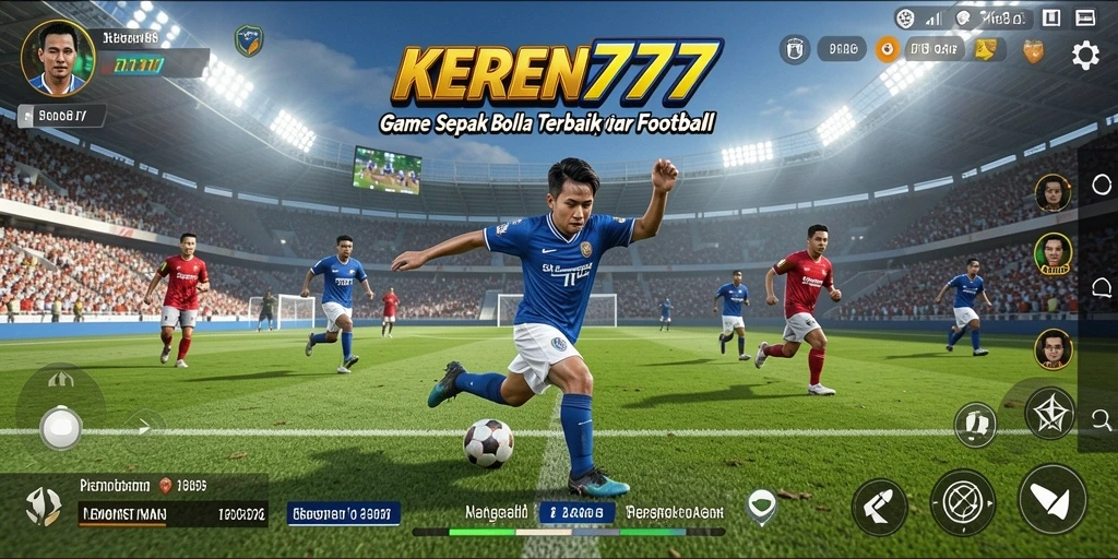 Tampilan gameplay KEREN777 dengan aksi sepak bola yang mendebarkan.