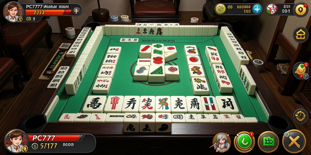 Tampilan gameplay menarik dari PC777 yang menunjukkan tantangan Mahjong.