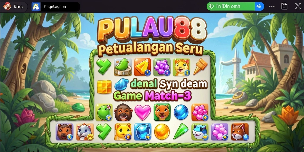 Screenshot utama PULAU88 menunjukkan aksi seru dalam gameplay Match-3.