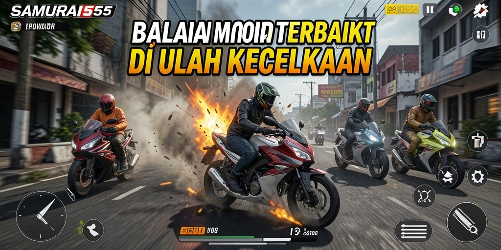 Tampilan gameplay balapan motor menegangkan dari SAMURAI555.