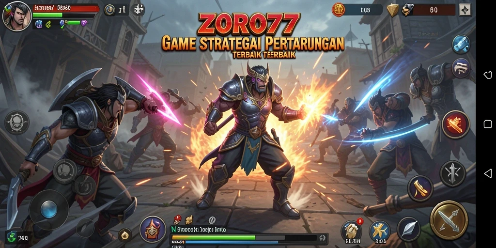 Tangkapan layar permainan ZORO77 menampilkan pertempuran yang intens dan strategis.